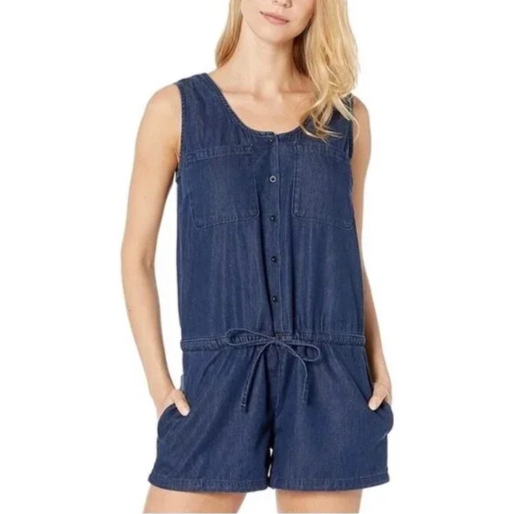 Mavi Tencel Lyocell Denim Shorts Romper Large NEW Summer Casual One Piece